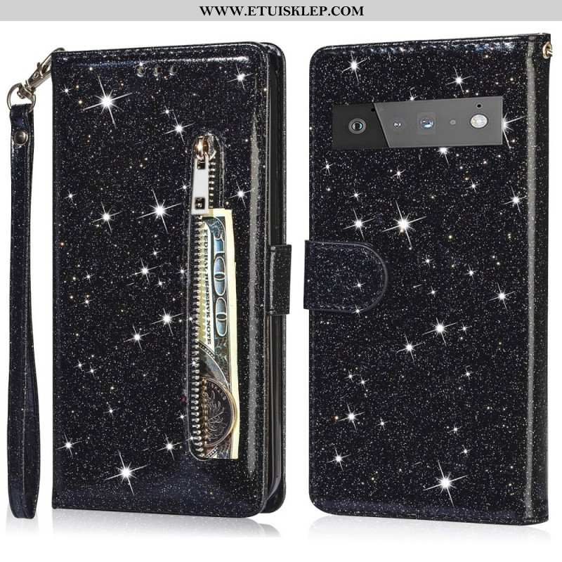 Etui Folio do Google Pixel 6 Błyszcząca Torebka Na Monety